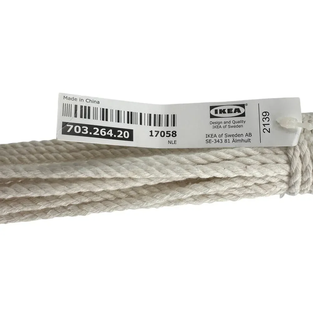 IKEA ANVÄNDBAR Plant Hanger White Cotton Natural Wood Beads Macrame Boho Decor